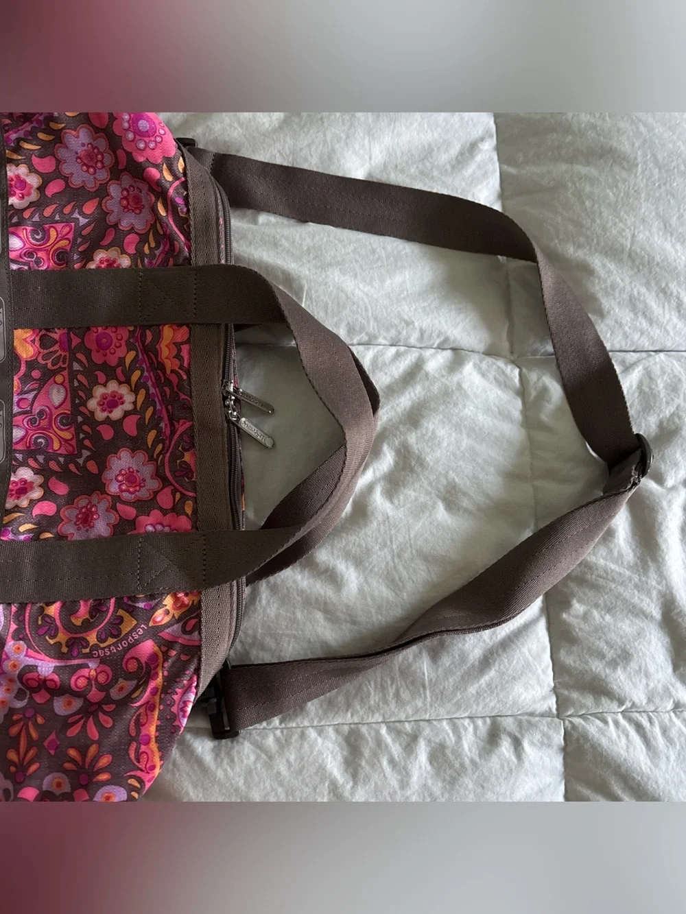 LeSportsac Brown, Pink & Orange Paisley Travel Tote